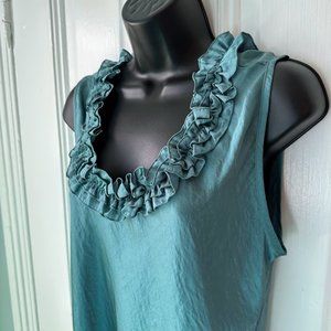 #26 Teal Sleeveless Top with Ruffle Detail